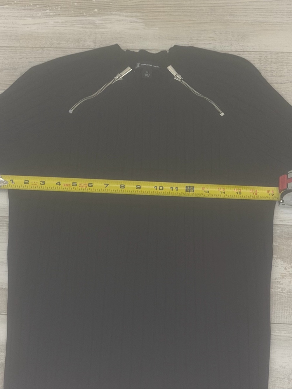 International Concepts Black Ribbed Sweater Shoulder Zippers Moto XL - Picture 5 of 6